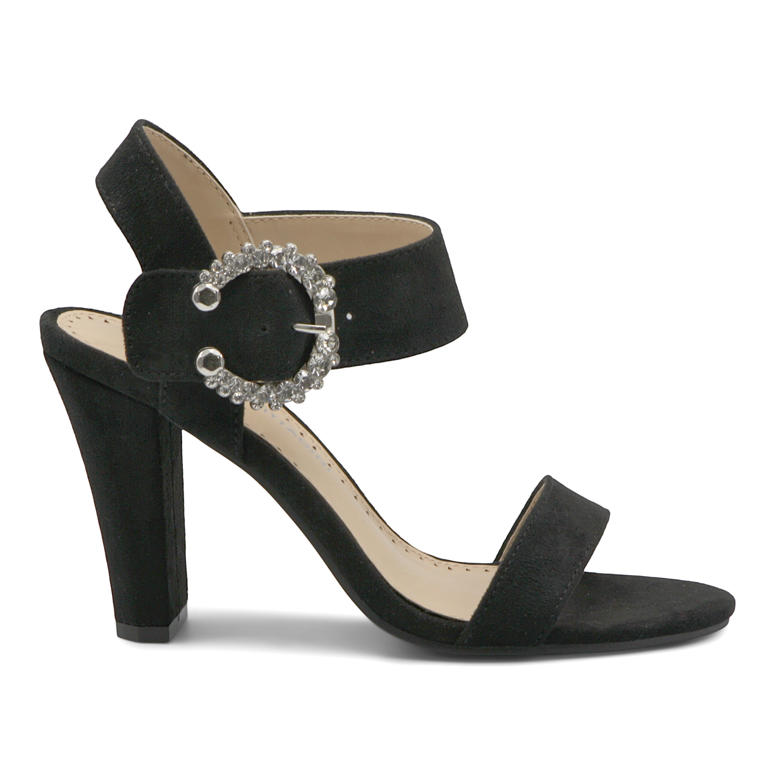  Geno Rhinestone Buckle Dress Sandals - Black - Bonton