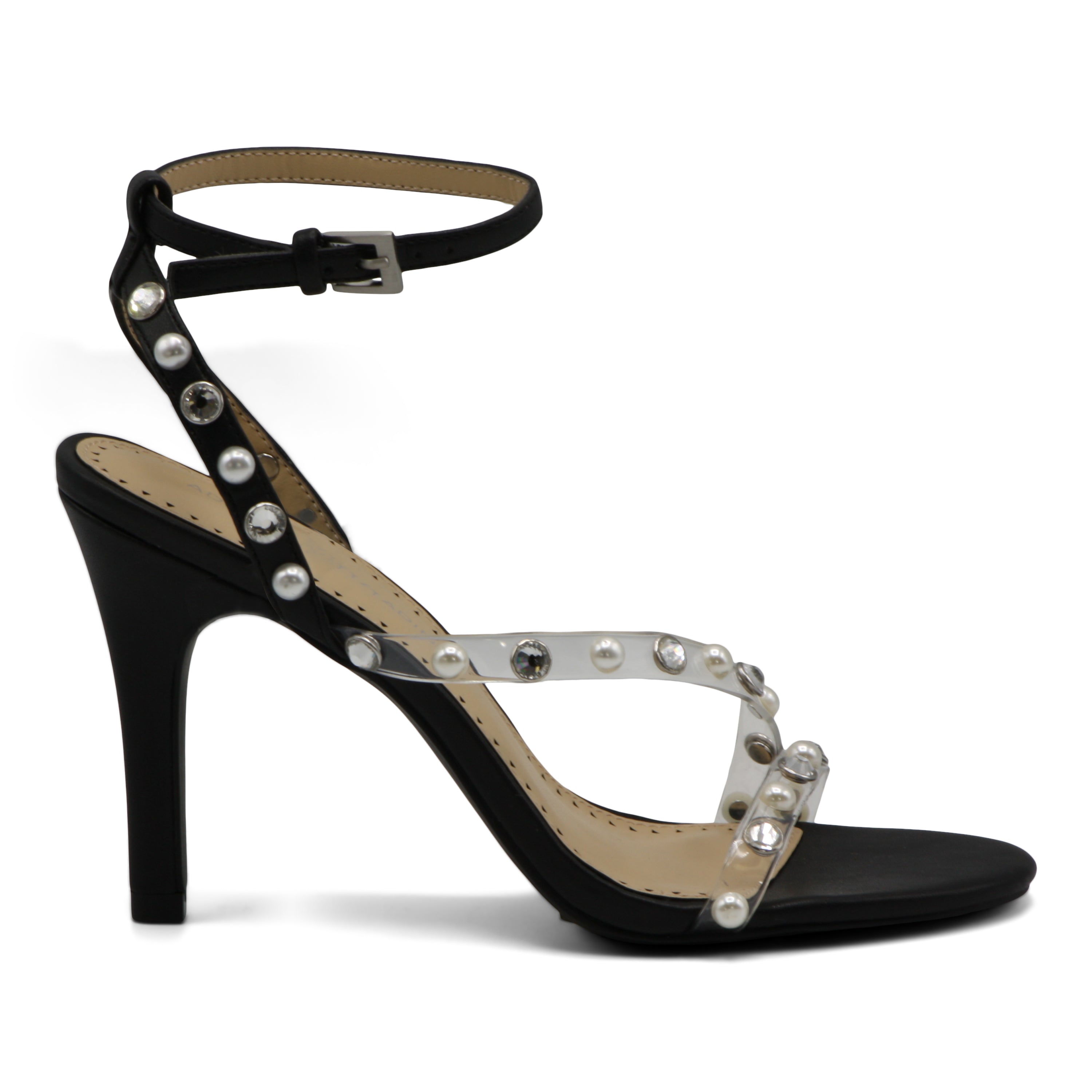  Glow-2 Strappy Embellished Dress Sandals - Black-Clear - Bonton