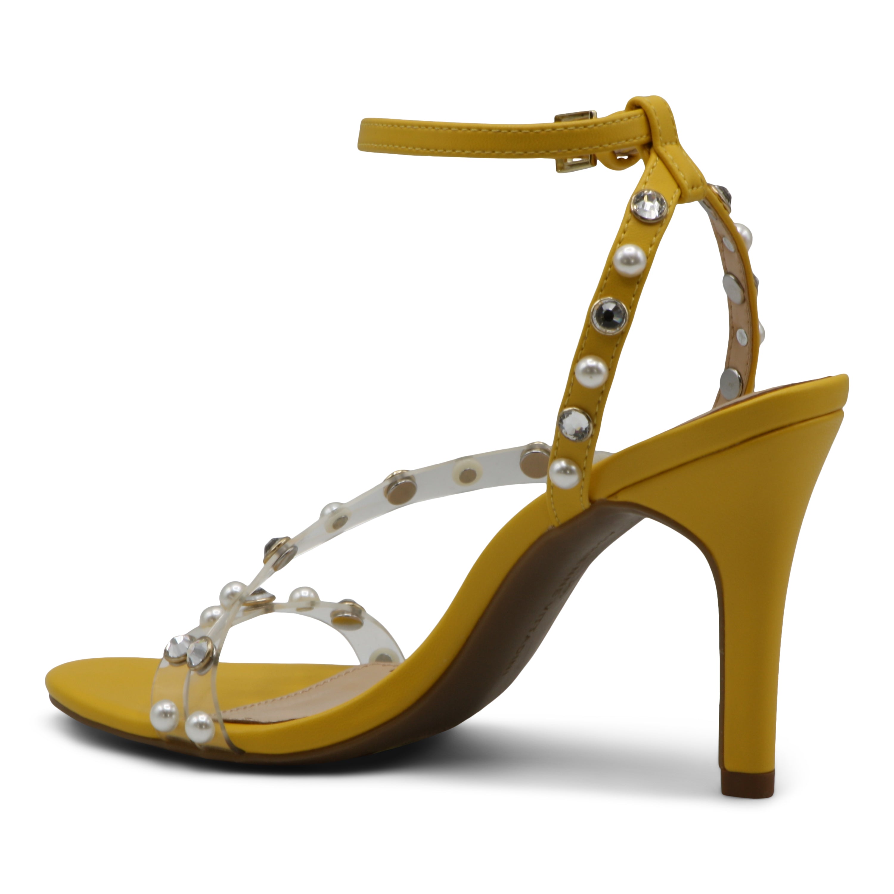  Glow-2 Strappy Embellished Dress Sandals - Yellow-Clear - Bonton