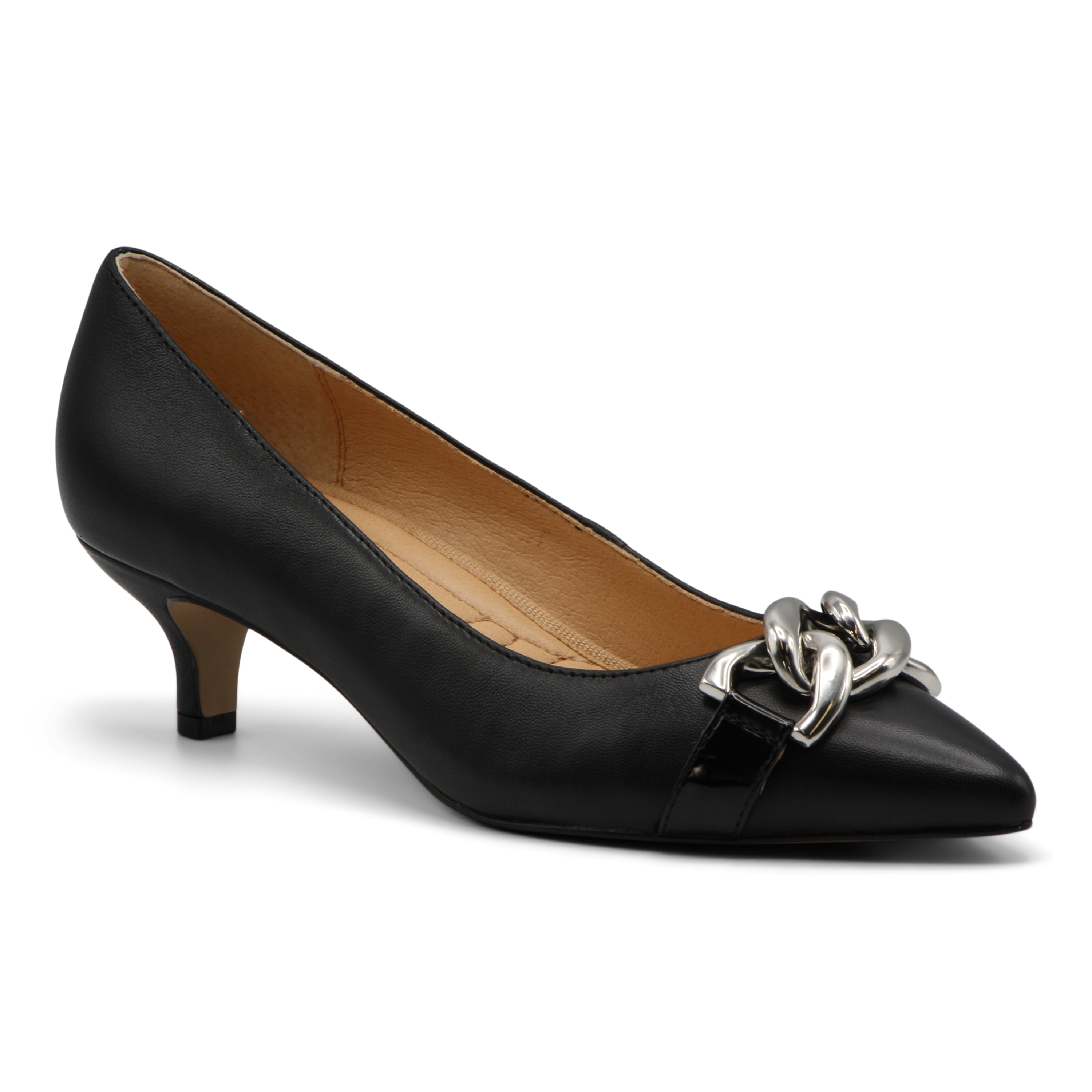  Saga Detailed Kitten Heel Pumps - Black - Bonton