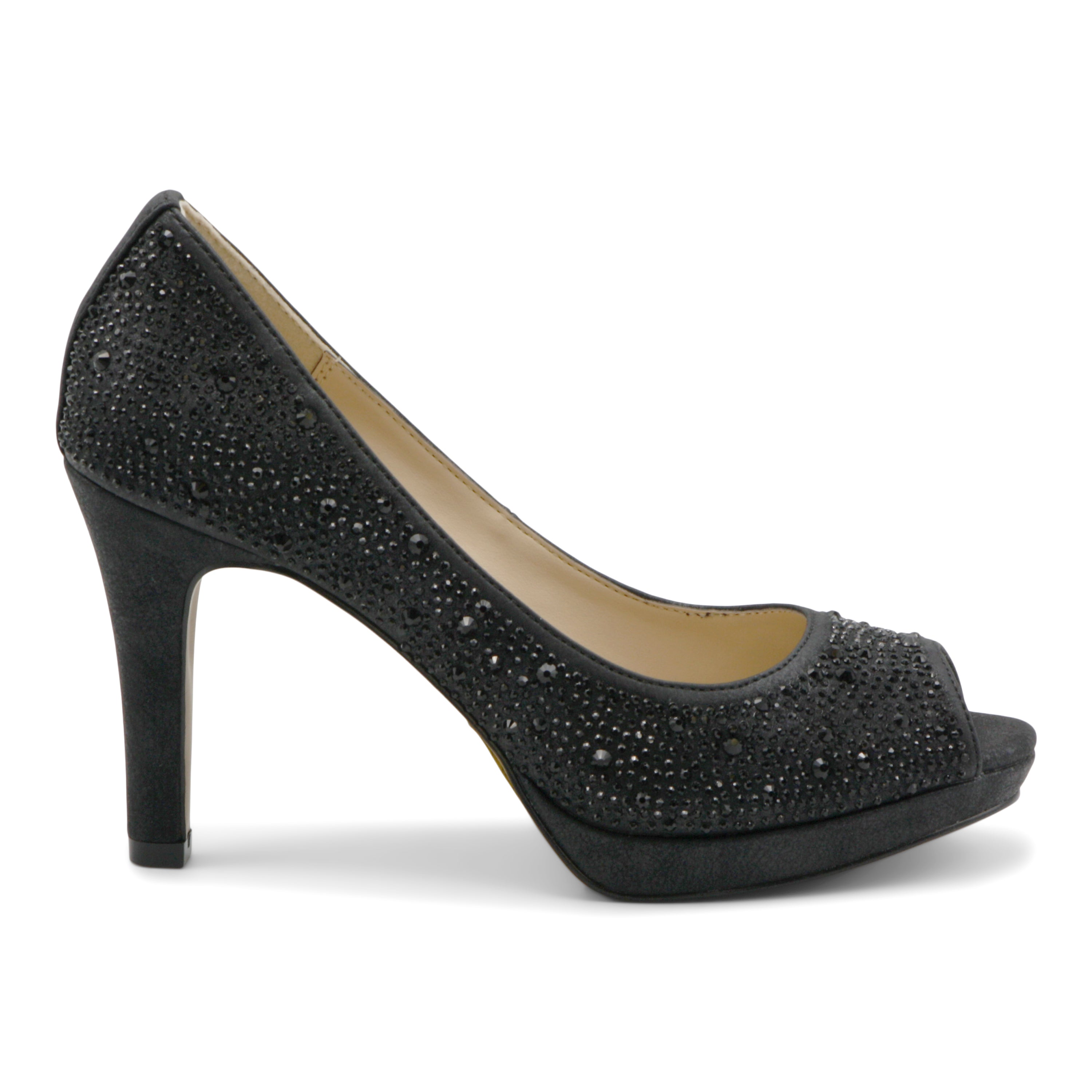  Gervin Embellished Peep Toe Pumps - Black - Bonton