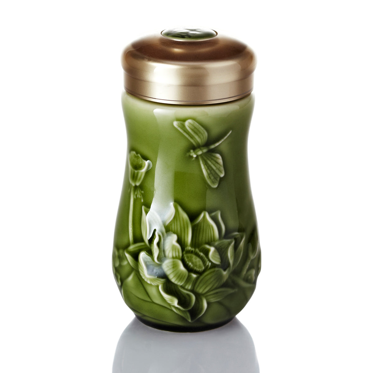  Acera Dragonfly on Lotus Tumbler - Olive Green - Bonton