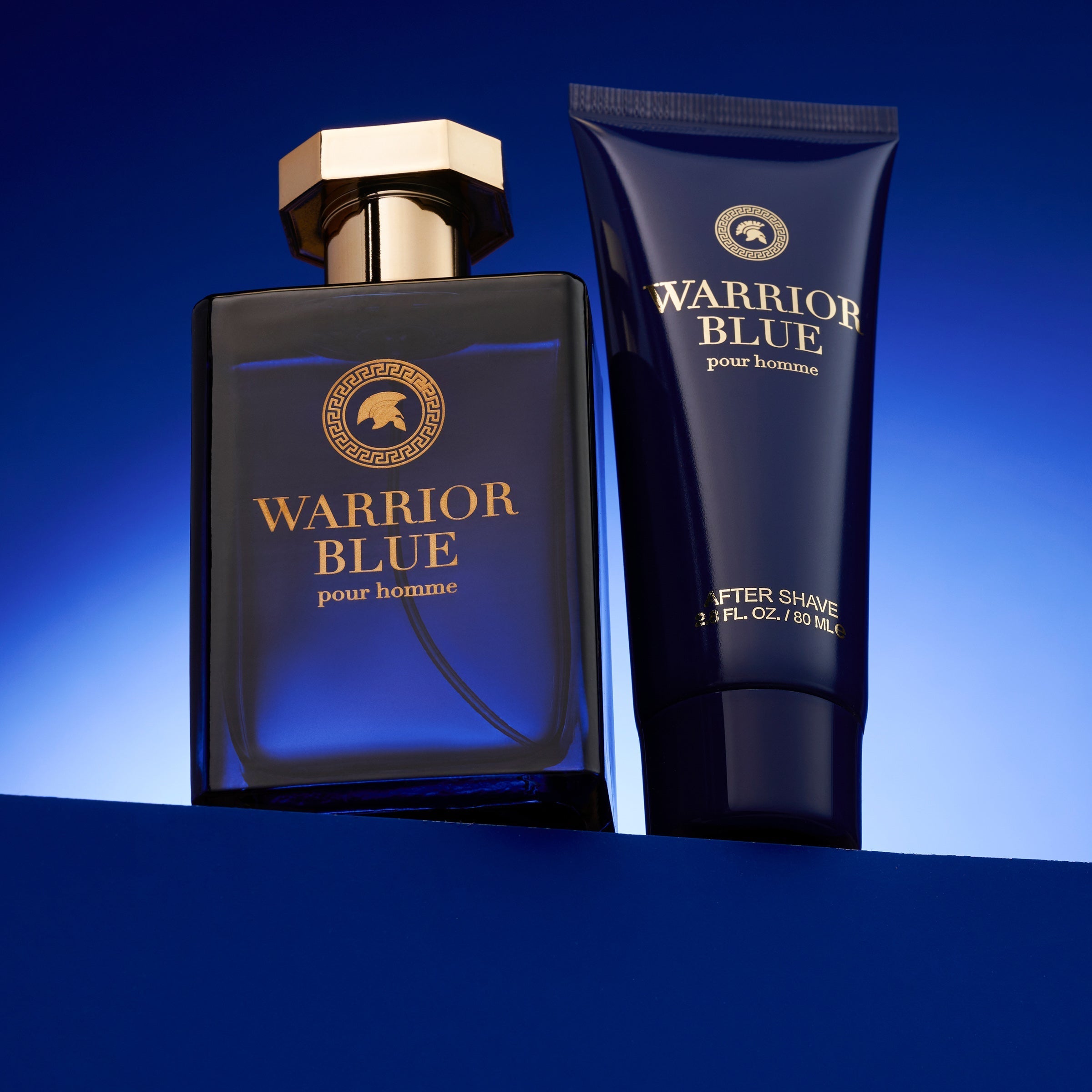  Lovery Warrior Blue Bath and Body Gift Set - Mens Home Spa Pampering Package - Blue/Gold - Bonton