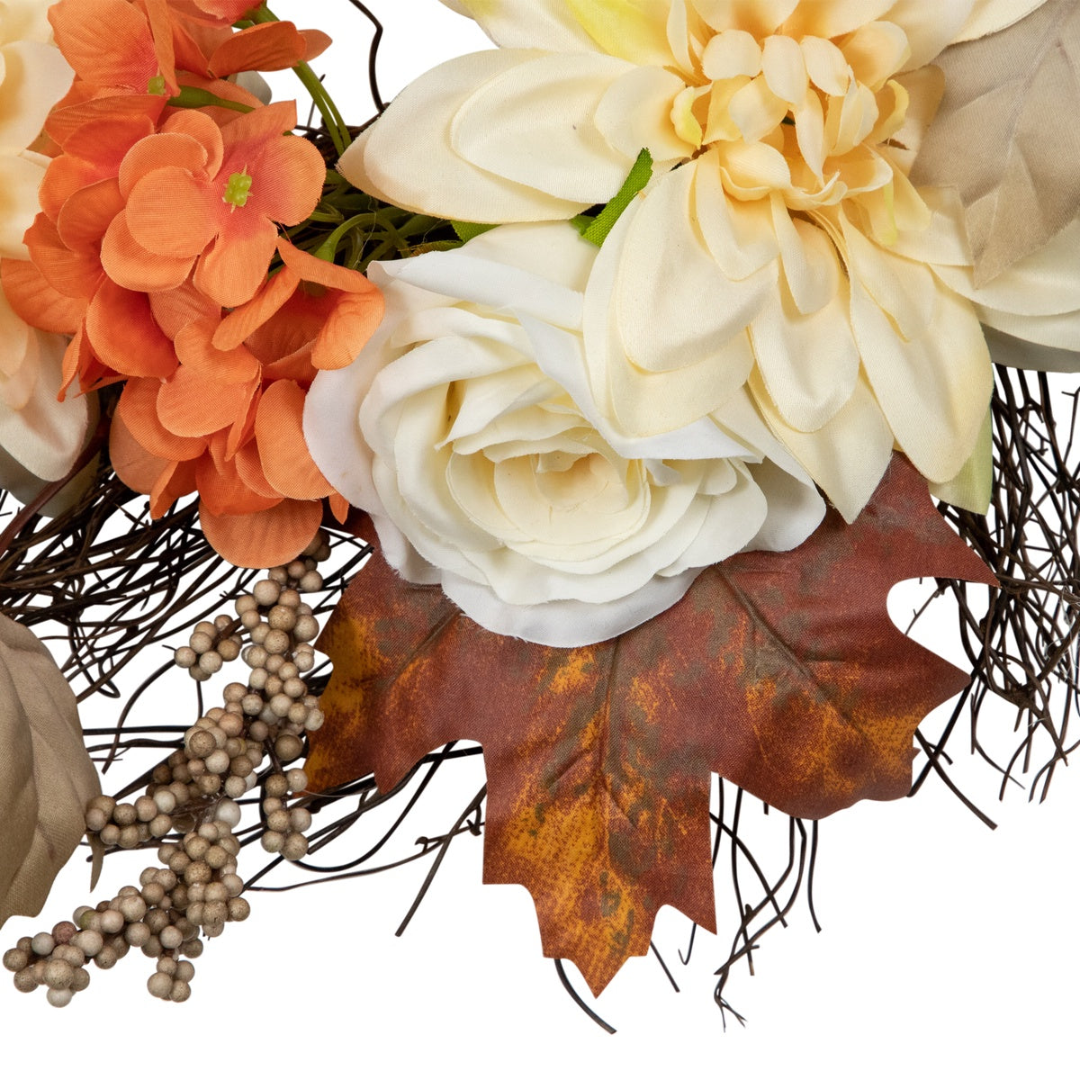  Northlight Floral  Twig and Leaves Fall Harvest Artificial Wreath - 22