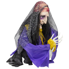 Lighted and Animated Fortune Teller Halloween Decoration - 20" - Multicolor Lights