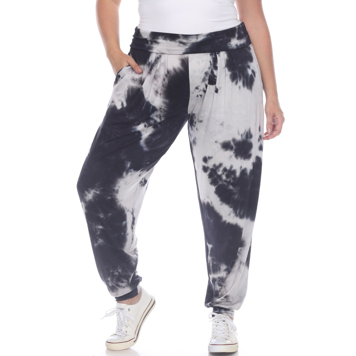  White Mark Plus Size Tie Dye Harem Pants - 1x - Bonton