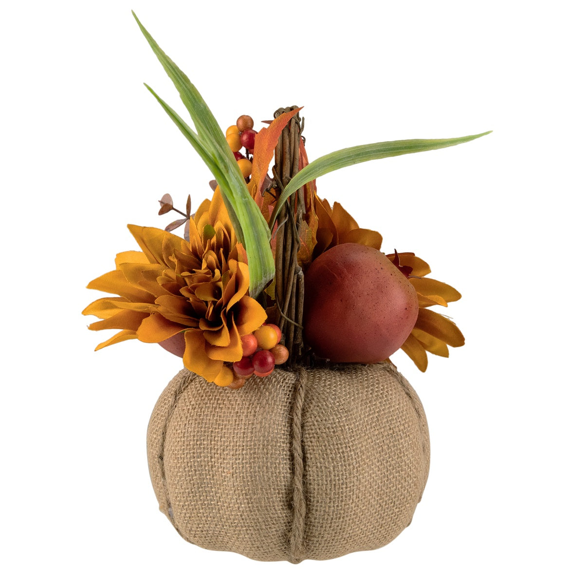  Northlight Mixed Autumn Harvest Flora in a Pumpkin Basket Decoration - 9