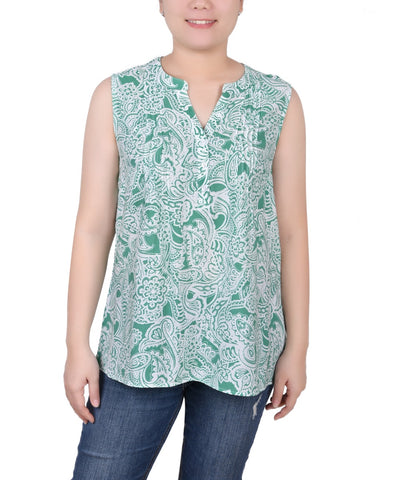 Sleeveless Pintucked Blouse