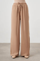 Mizalle- Wide Leg Pants-Beige