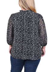 Plus Size 3/4 Sleeve Chiffon Blouse