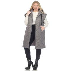 Plus Size Diamond Quilted Hooded Puffer Vest