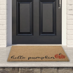 Natural Coir "Hello Pumpkin" Autumn Harvest Doormat 18" X 30"