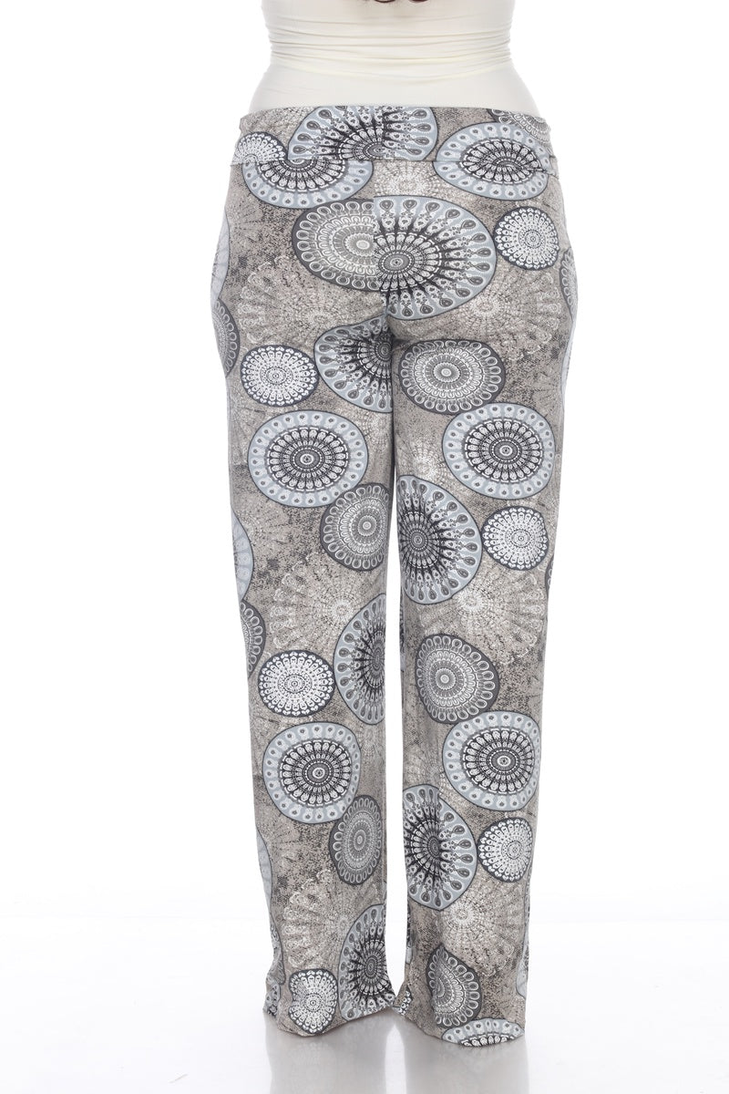  White Mark Circle Print Plus Size Palazzo Pants - 1x - Bonton