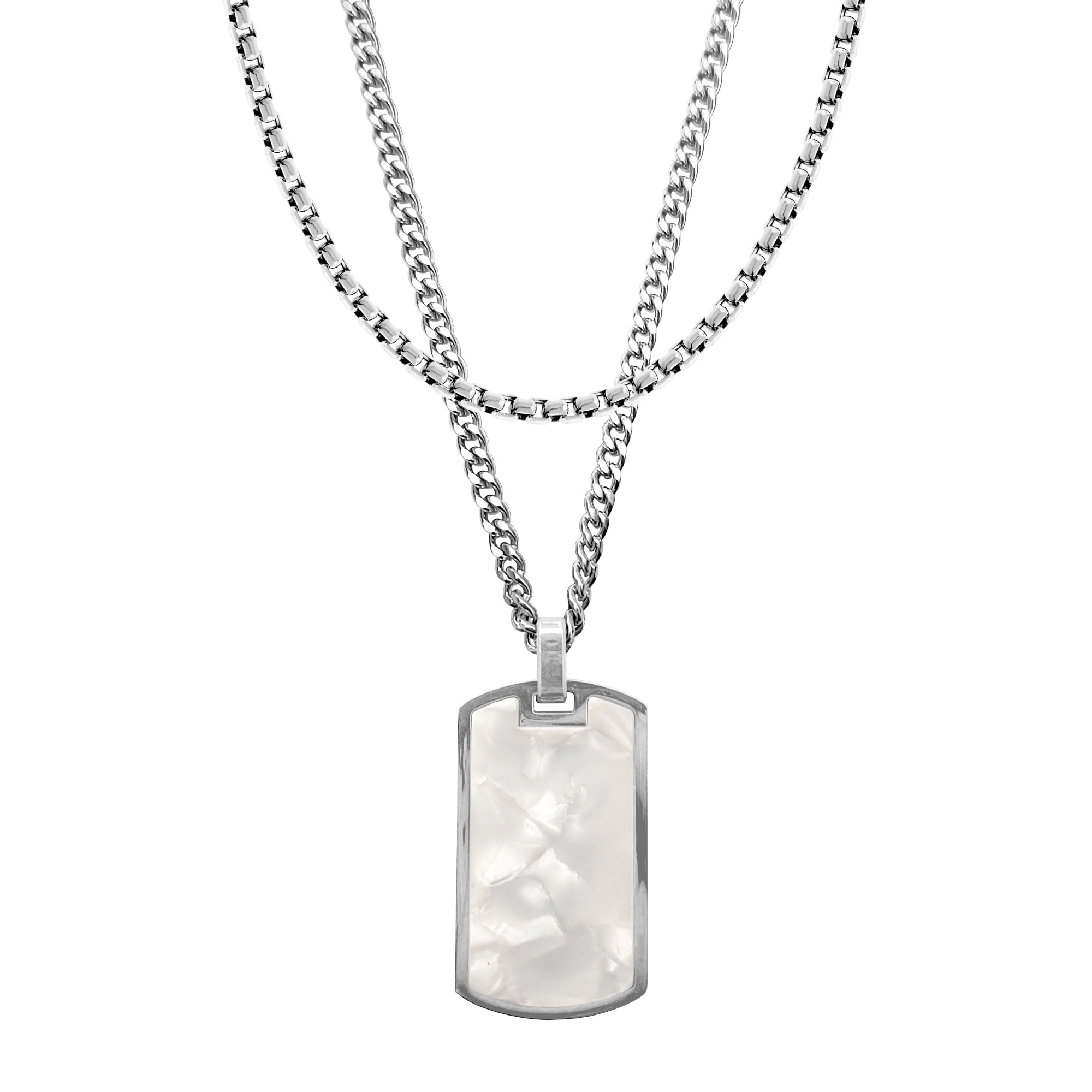  American Exchange American Exchange Dog Tag Double Necklace - Silver - Bonton