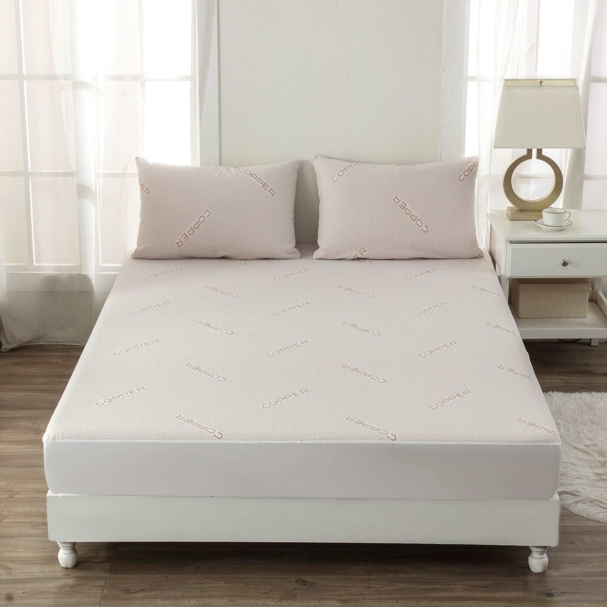  Bibb Home Bibb Home Copper Infused Waterproof Mattress Pad - Full - Bonton