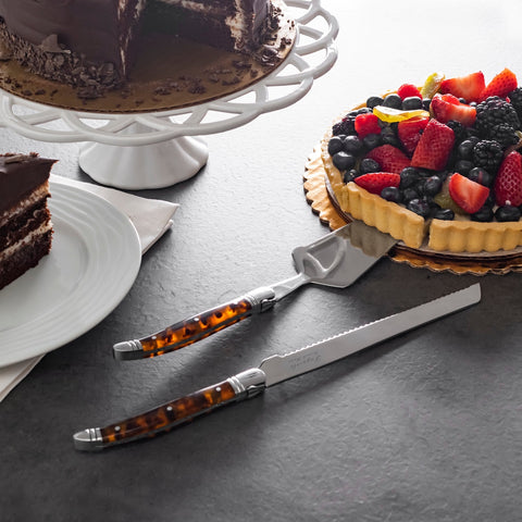 French Home Connoisseur Laguiole 2-Piece Cake and Pie Server Set With Tortoise Shell Handles