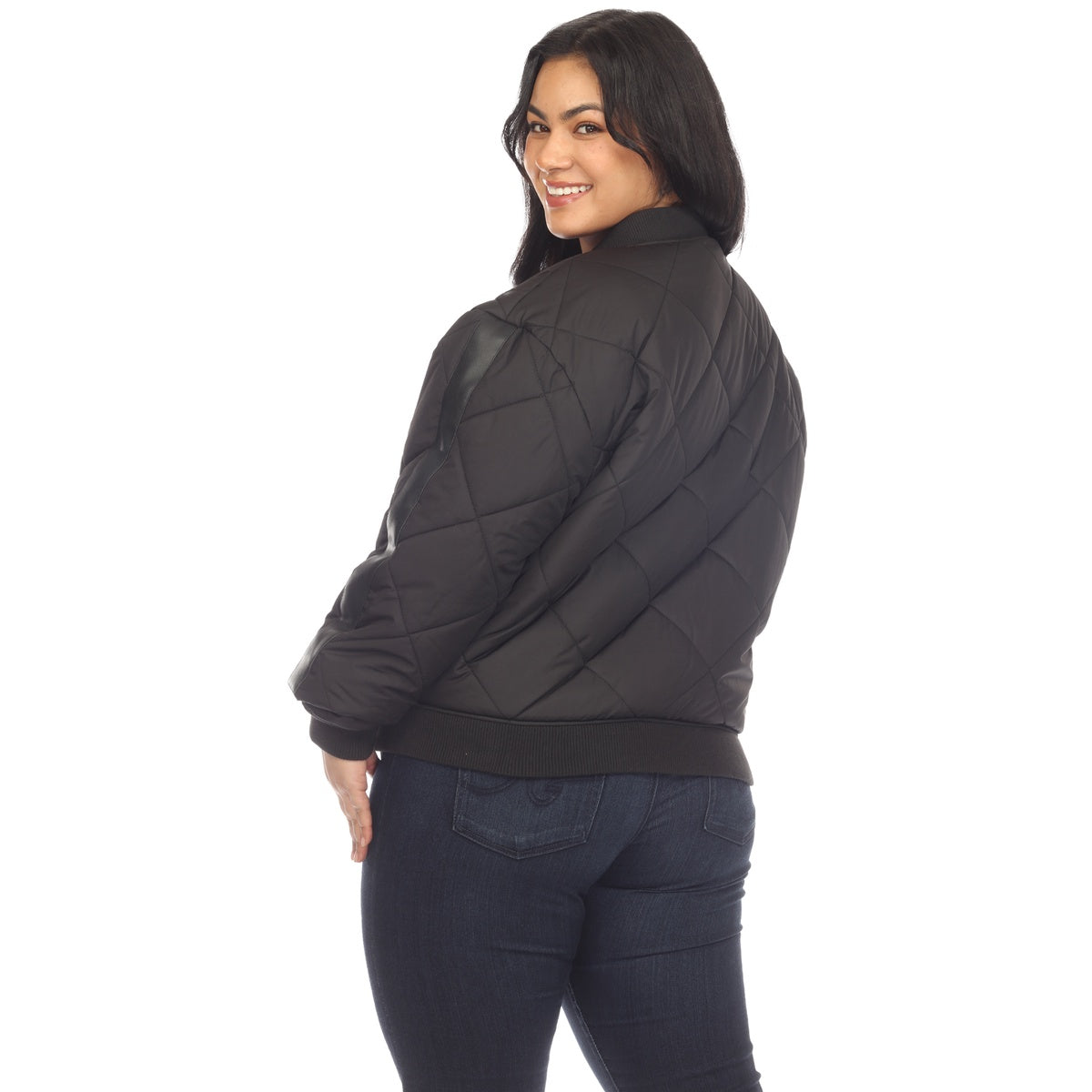  White Mark Plus Size Lightweight Diamond Quilted Puffer Bomber Jacket - 1X - Bonton