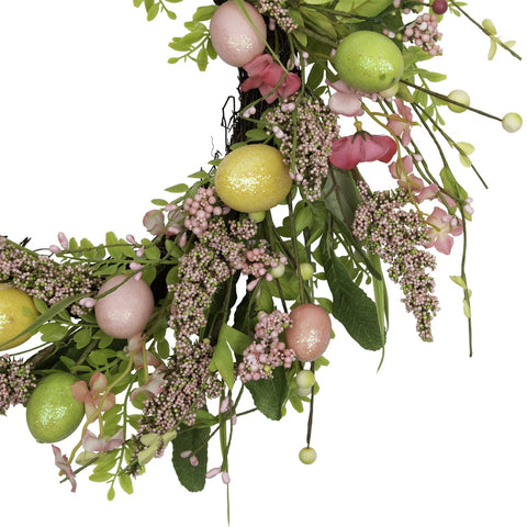Easter Egg With Berry Floral Springtime Wreath  Pink and Green 20"