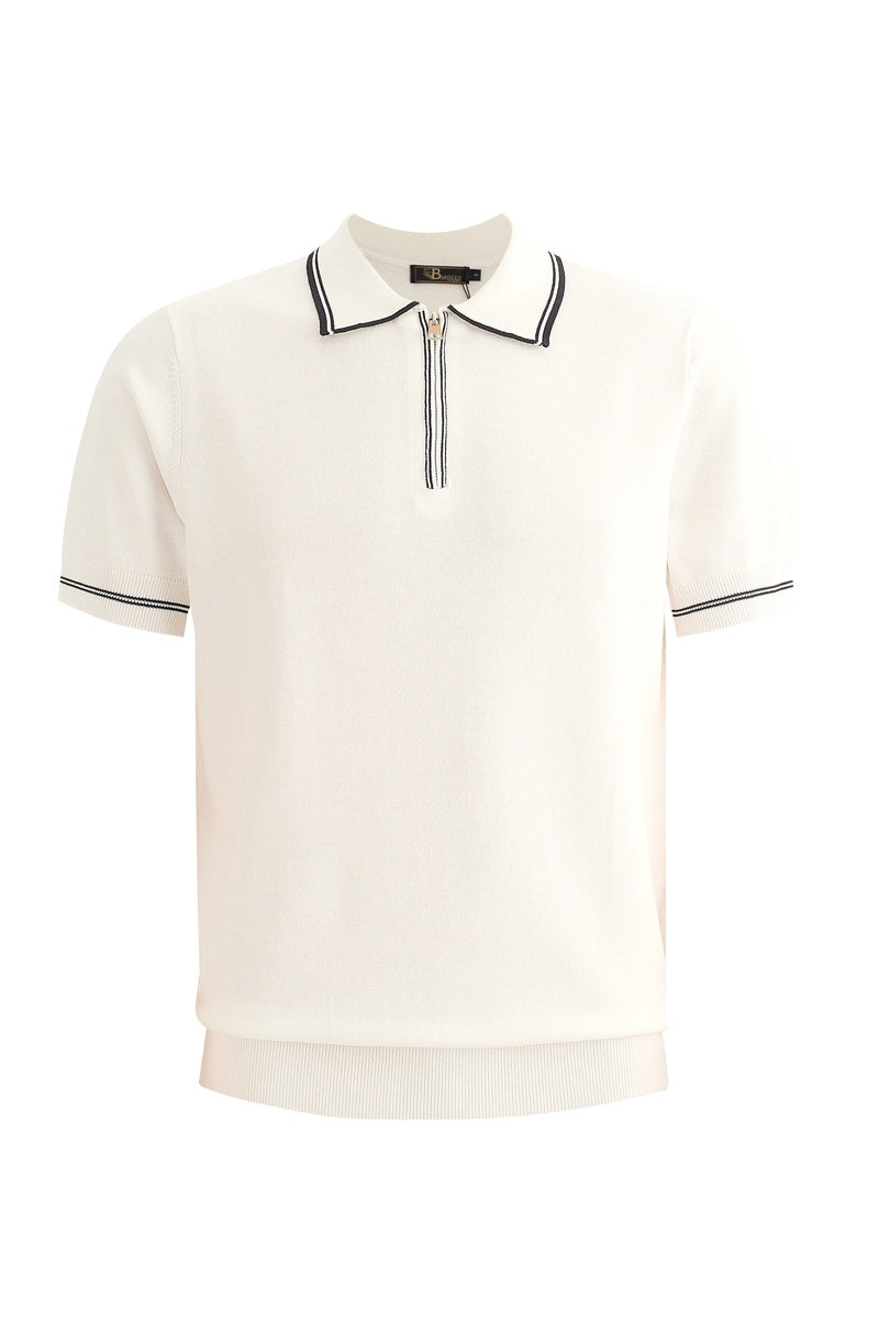  Barocco Riviera Contrast Trim Polo IVORY - IVORY - Bonton