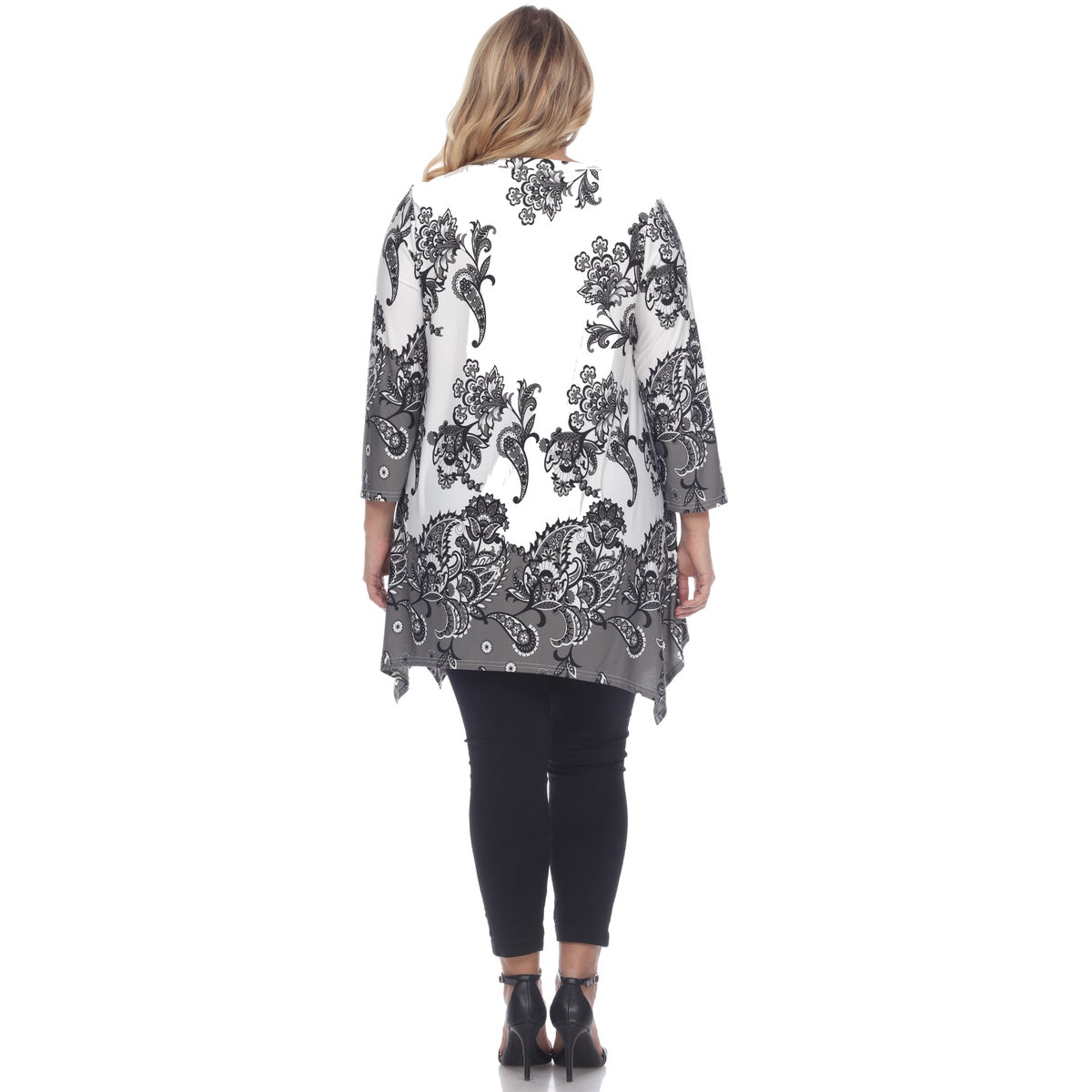  White Mark Plus Size Paisley Scoop Neck Tunic Top With Pockets - 3X - Bonton