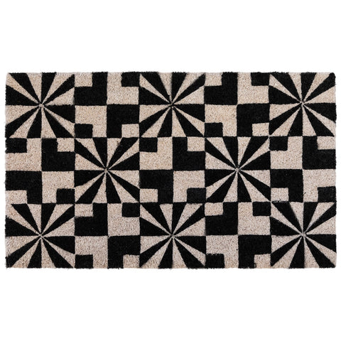Black and Gray Abstract Rectangular Doormat 18" X 30"