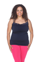 Plus Size Lace Trim Tank Top