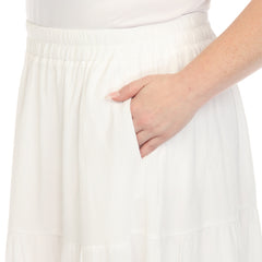 Plus Size Pleated Tiered Maxi Skirt