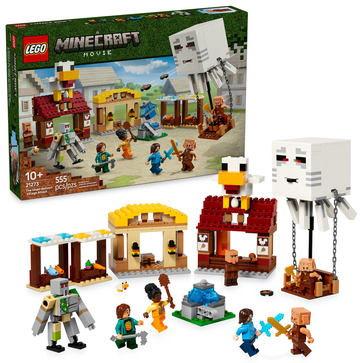  LEGO LEGO® Minecraft® the Ghast Balloon Village Attack, Gamer Gift Toy for Kids 21273 - Minecraft - Bonton