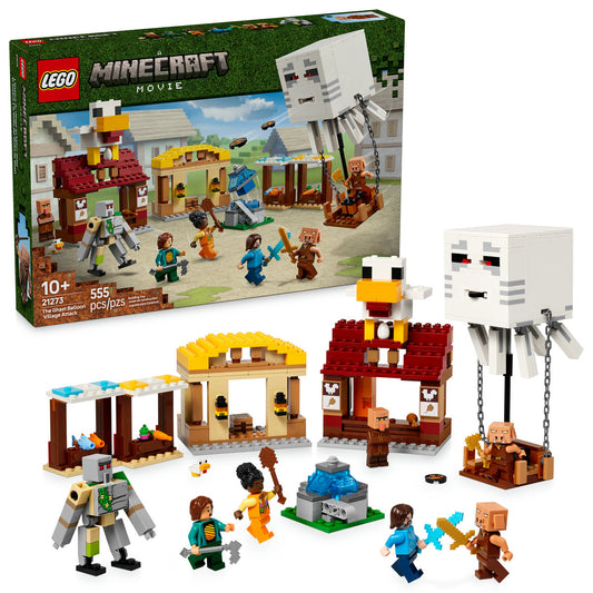 LEGO® Minecraft® the Ghast Balloon Village Attack, Gamer Gift Toy for Kids 21273