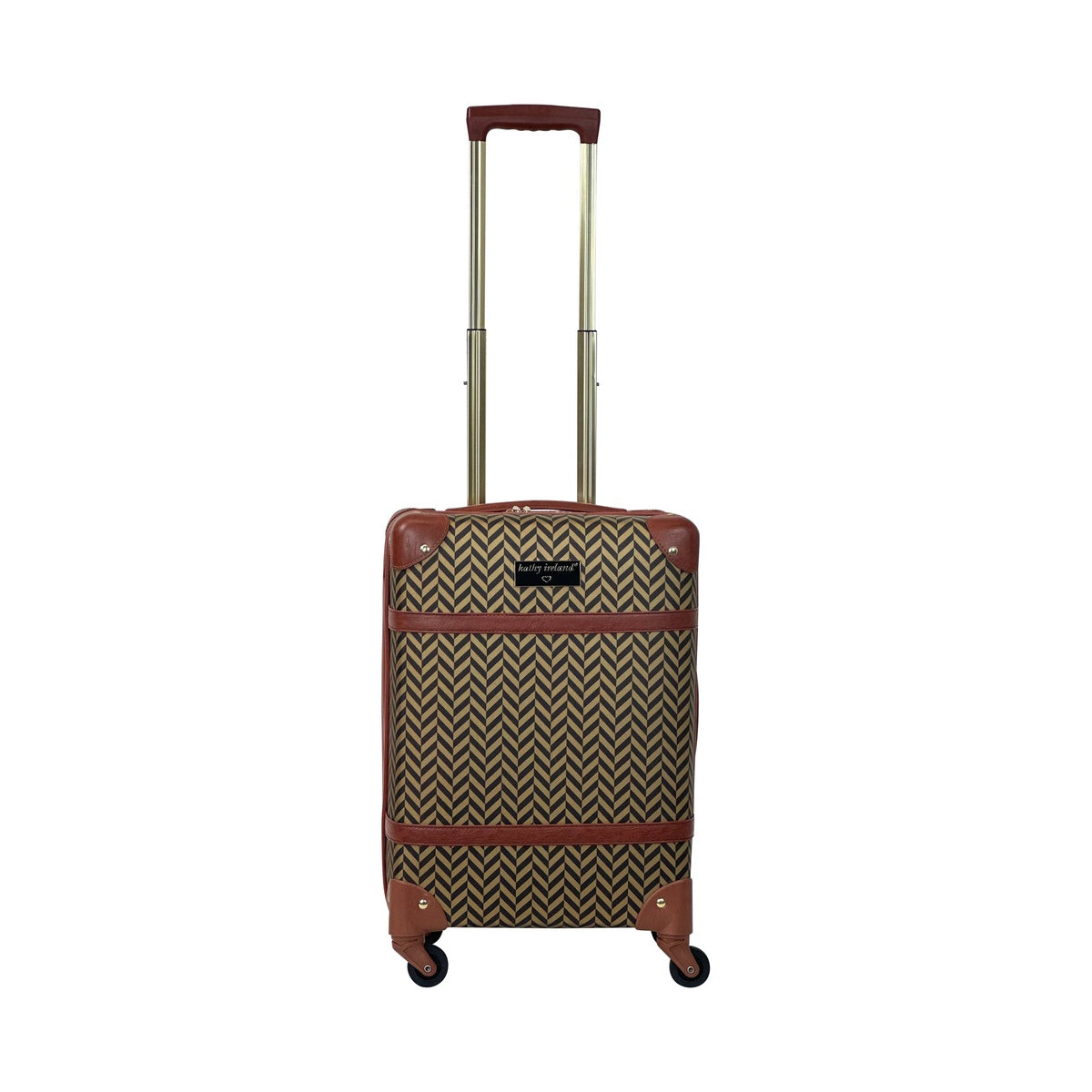  Kathy Ireland NEW! Kathy Ireland Vintage Trunk 2-Piece Hardside Luggage Set - Herringbone - Bonton