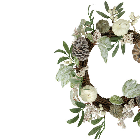 20" Pumpkin and Berries With Pinecones Artificial Fall Harvest Twig Wreath  20-Inch  Unlit