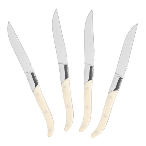 Laguiole Set of 4 Connoisseur Steak Knives With Faux Ivory Handles