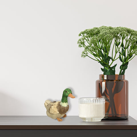 10.5" Tan  Brown and Green Decorative Sitting Duck Spring Table Top Figure