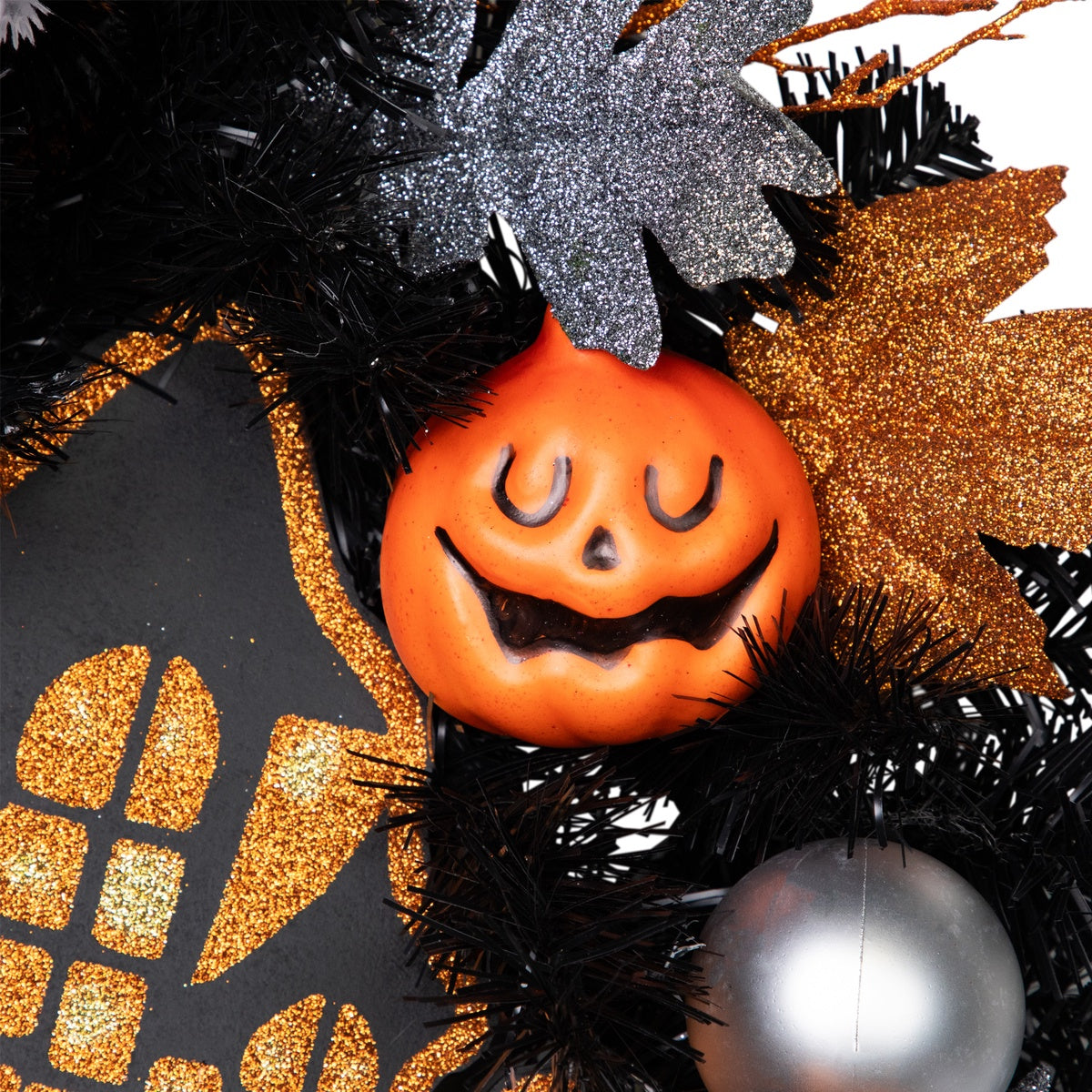  Northlight Orange and Black Haunted House Halloween Wreath  24-Inch  Unlit - Default Title - Bonton
