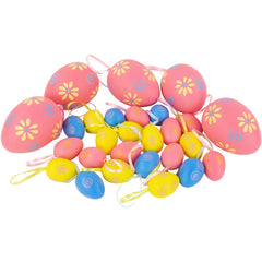 29ct Pastel Pink  Blue and Yellow Spring Easter Egg Ornaments 3.25"