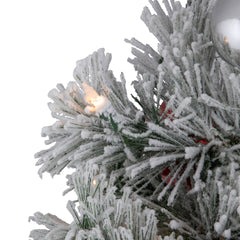 4' Pre-Lit Potted Snowy Bristle Pine Flocked Artificial Christmas Tree  Clear Lights