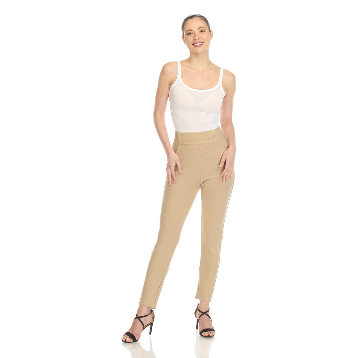  White Mark Super Soft Elastic Waistband Scuba Pants - S - Bonton