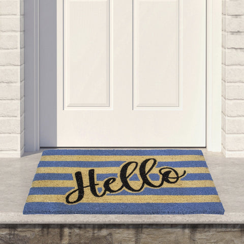 Natural Coir "Hello" Outdoor Rectangular Doormat 18" X 30"