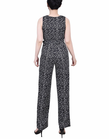 Petite Sleeveless Belted Jumpsuit