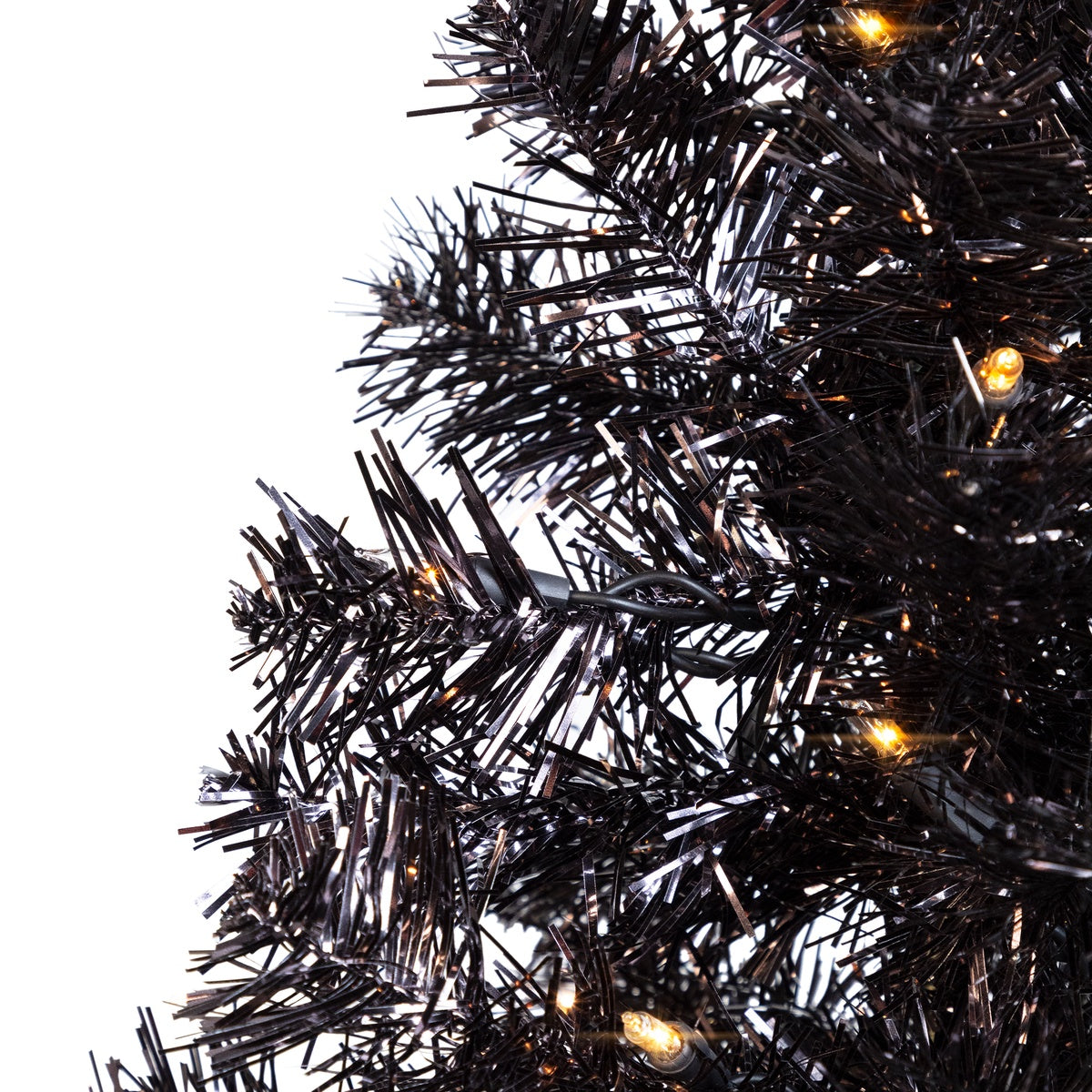  Northlight Pre-Lit Artificial Tinsel Halloween Tree - 3' - Black - Clear Lights - Default Title - Bonton