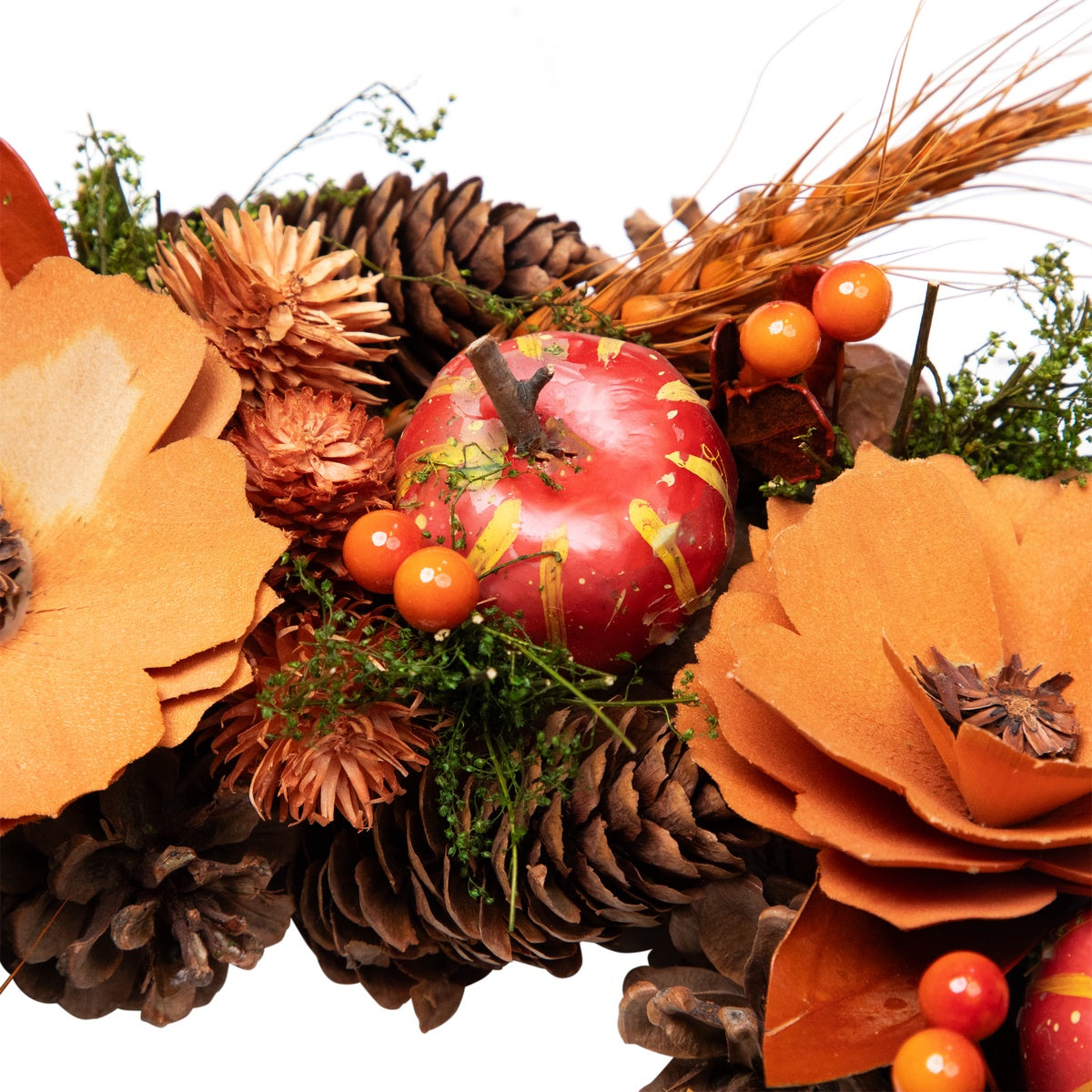  Northlight Flowers and Gourds Pine Cone Artificial Fall Harvest Wreath  13.25-Inch  Unlit - Default Title - Bonton