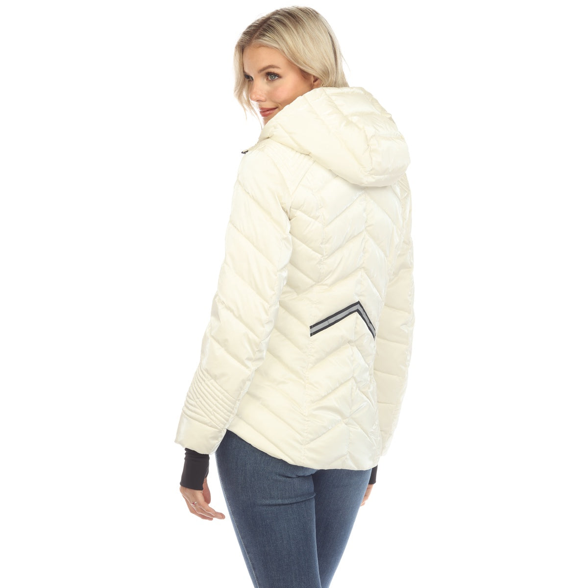  White Mark Women's Midweight Quilted Contrast With Thumbholes Hooded Jacket - Small - Bonton