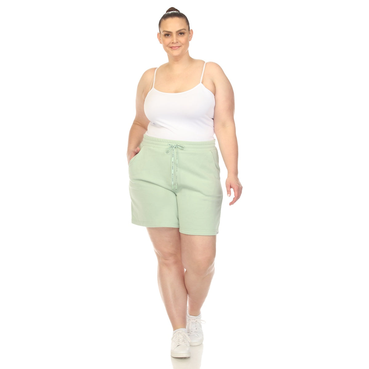  White Mark Plus Size Super Soft Drawstring Waistband Sweat Short - 1X - Bonton