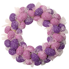 Glittered Easter Egg Wreath - 20" - Pink and Purple