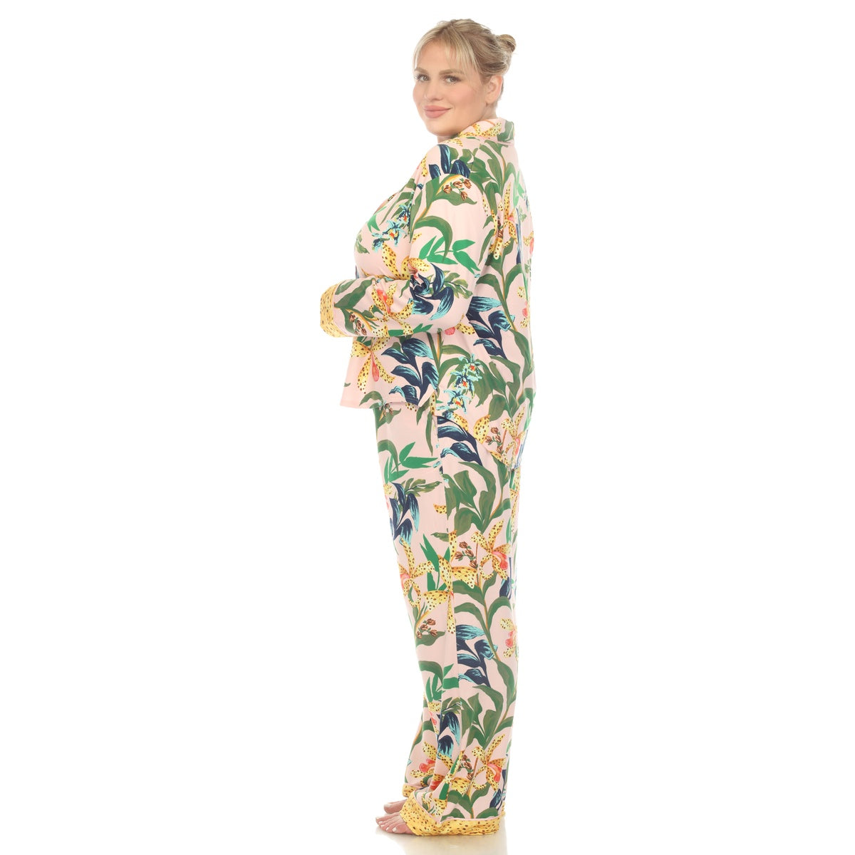  White Mark Plus Size Two Piece Wildflower Print Pajama Set - 1X - Bonton