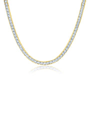 Princess Cut 3mm  Tennis Necklace Finished in 18kt Yellow Gold