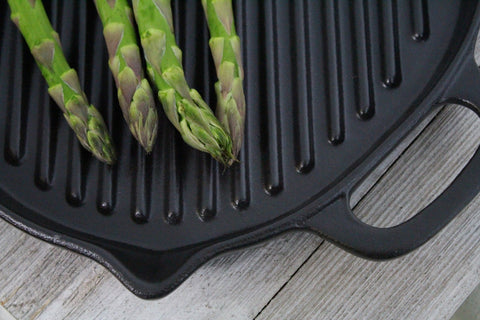 French Large Oval Cast Iron Grill Pan, 18-Inch, Black