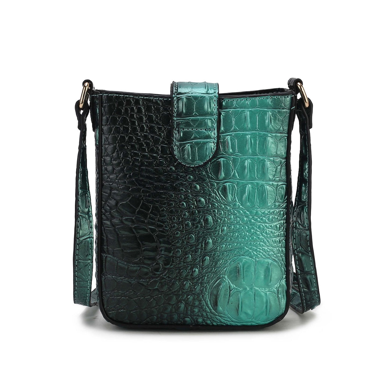  MKF Collection Avery Croc-Embossed Crossbody Bag - Croco Navy - Bonton