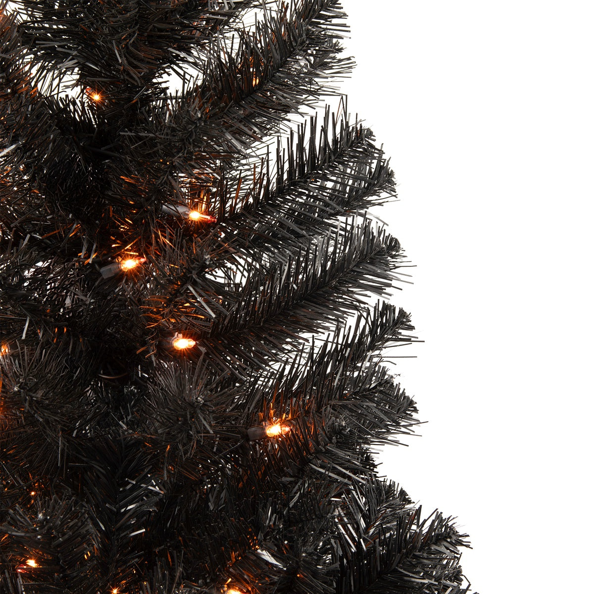  Northlight Pre-Lit Medium Black Noble Spruce Artificial Halloween Tree - 3' - Orange Lights - 3' - Bonton