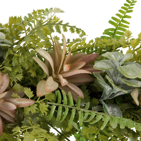 28" Fern and Succulents Artificial Spring Teardrop Swag  Unlit